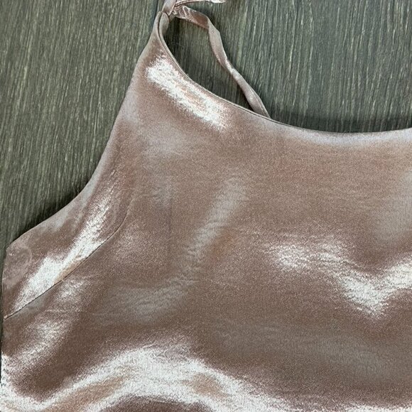 Women’s Y2K Go Girl Go Tank Top Blouse Cowl Neck Satin Pink T-strap back Small - Picture 10 of 16